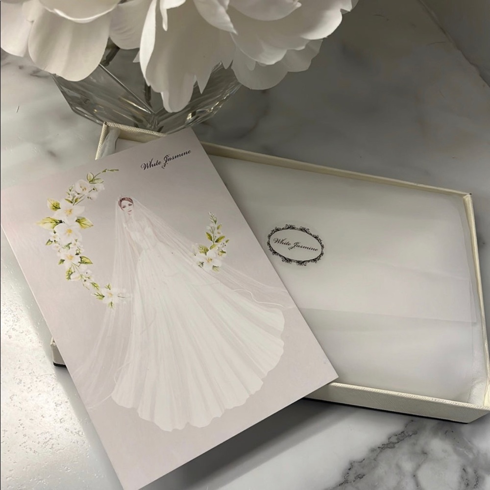 NEW Handmade White Jasmine Pearl Wedding Veil with Comb FINGERTIP - Picture 8 of 11